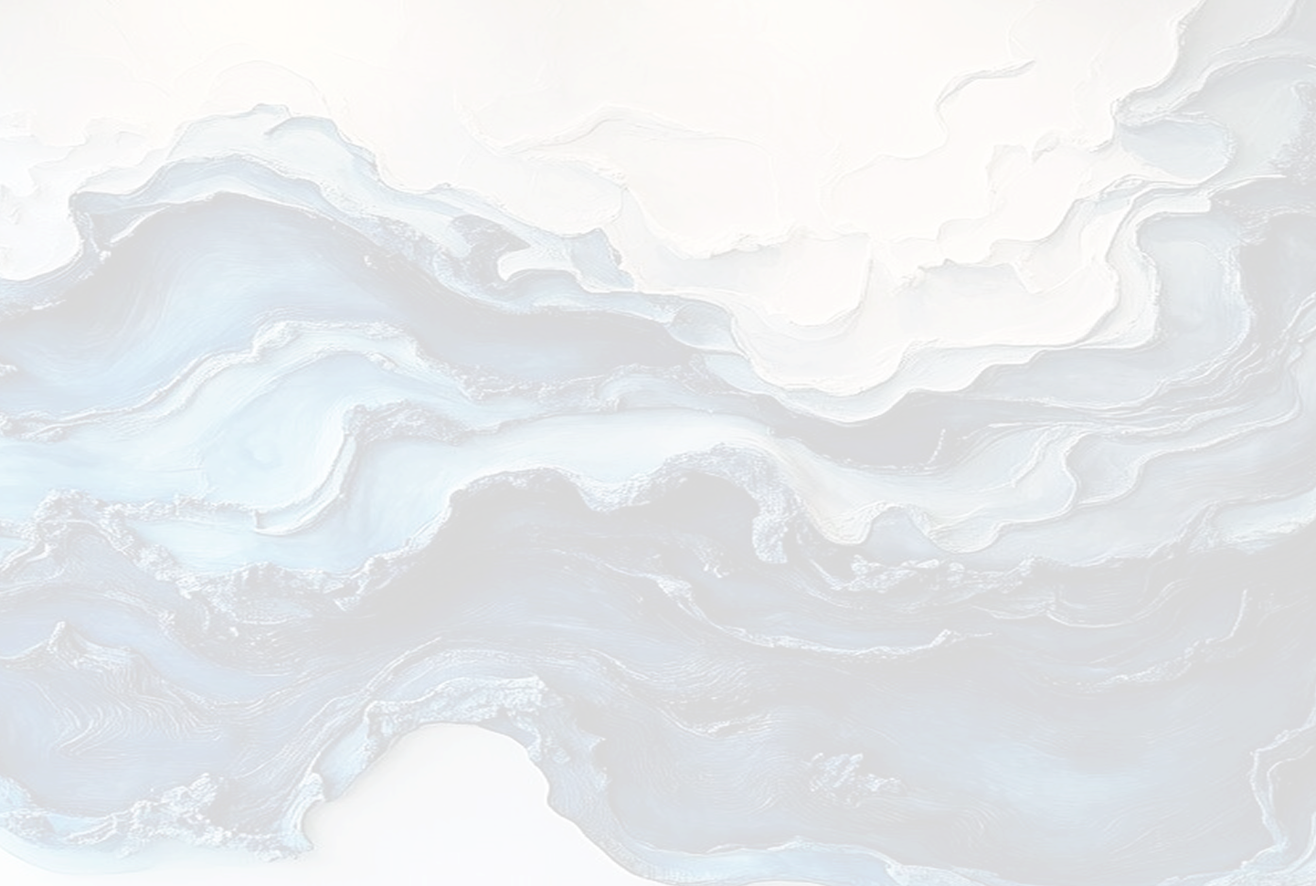 Wavy, textured layers of blue-gray and white flow across the canvas, creating an abstract gradient effect.
